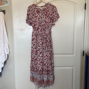 Universal thread boho xl pink wrap dress tied red